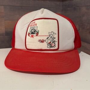 1980s novelty SnapBack trucker hat by Headwear 
Laser Breath Chili